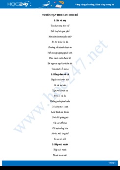 Tuyển tập thơ hay cho bé