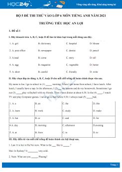 Bộ 5 đề thi thử vào lớp 6 môn Tiếng Anh năm 2021 Trường Tiểu học An Lợi