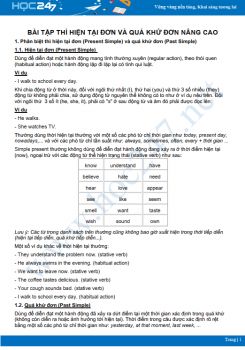 Bài tập Simple Present Tense và Past Simple nâng cao