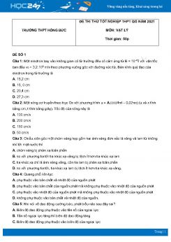 Bộ 5 đề thi thử THPT QG môn Vật Lý năm 2021 có đáp án Trường THPT Hồng Đức