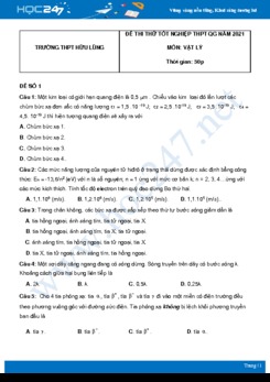 Bộ 5 đề thi thử THPT QG môn Vật Lý năm 2021 có đáp án Trường THPT Hữu Lũng