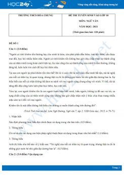 Bộ 4 đề thi tuyển sinh vào lớp 10 năm 2021 môn Ngữ Văn - Trường THCS Hòa Chung