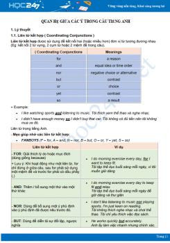 Quan hệ giữa các ý trong câu Tiếng Anh