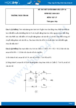 Đề thi thử tuyển sinh vào lớp 10 môn Vật Lý năm 2021 có lời giải chi tiết Trường THCS Tân An