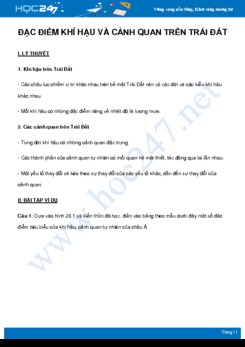 Chuyên đề Đặc điểm khí hậu và cảnh quan trên Trái Đất môn Địa Lý 8 năm 2021