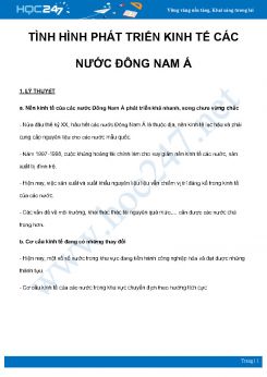 Chuyên đề Tình hình phát triển kinh tế các nước Đông Nam Á môn Địa Lý 8 năm 2021