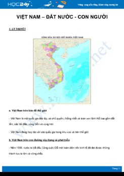 Chuyên đề Việt Nam – Đất nước và con người môn Địa Lý 8 năm 2021