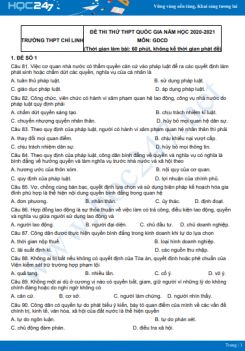 Bộ 5 đề thi thử THPT QG năm 2021 môn GDCD Trường THPT Chí Linh