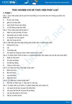 Trọn bộ trắc nghiệm chủ đề Thực hiện pháp luật có đáp án