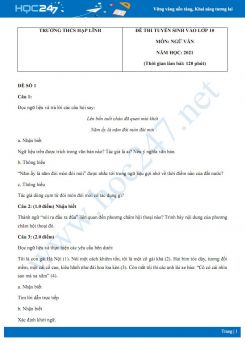 Bộ 3 đề thi tuyển sinh vào lớp 10 năm 2021 môn Ngữ Văn - Trường THCS Hạp Lĩnh