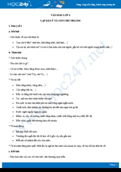 Lập dàn ý tả con chó nhà em - Văn mẫu lớp 4