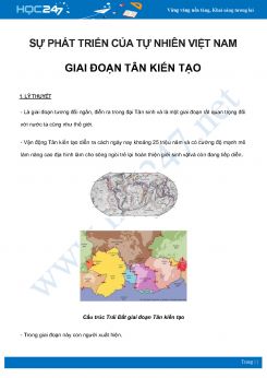 Chuyên đề Sự phát triển của tự nhiên Việt Nam giai đoạn Tân kiến tạo môn Địa Lý 8 năm 2021