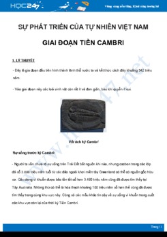 Chuyên đề Sự phát triển của tự nhiên Việt Nam giai đoạn Tiền Cambri môn Địa Lý 8 năm 2021
