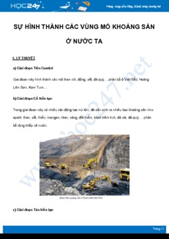 Chuyên đề Sự hình thành các vùng mỏ khoáng sản ở nước ta môn Địa Lý 8 năm 2021