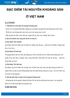 Chuyên đề Đặc điểm tài nguyên khoáng sản ở Việt Nam môn Địa Lý 8 năm 2021