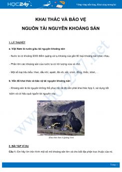 Chuyên đề Khai thác và bảo vệ nguồn tài nguyên khoáng sản môn Địa Lý 8 năm 2021