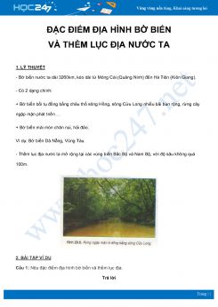 Chuyên đề Đặc điểm địa hình bờ biển và thềm lục địa nước ta môn Địa Lý 8 năm 2021