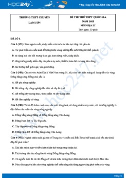 Bộ 5 Đề thi thử THPT QG môn Địa Lí năm 2021 Trường THPT chuyên Lam Sơn