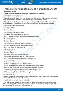 Trắc nghiệm tình huống chủ đề Thực hiện pháp luật