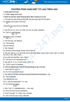 Phương pháp nhận biết từ loại Tiếng Anh