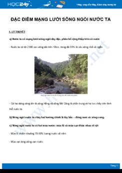 Chuyên đề Đặc điểm mạng lưới sông ngòi nước ta môn Địa Lý 8 năm 2021