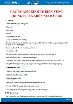 Luyện tập Các ngành kinh tế biển ở vùng Trung du và miền núi Bắc Bộ Địa lí 12