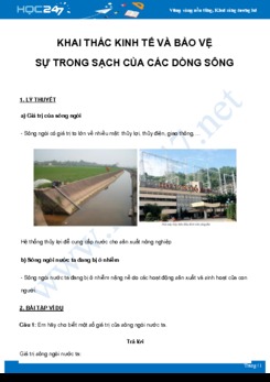 Chuyên đề Khai thác kinh tế và bảo vệ sự trong sạch của các dòng sông môn Địa Lý 8 năm 2021