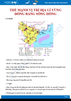 Kiến thức trọng tâm Vị trí địa lí vùng đồng bằng sông Hồng Địa lí 12