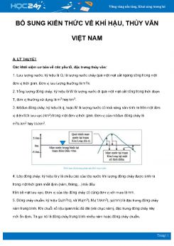 Chuyên đề Bổ sung kiến thức về khí hậu, thủy văn Việt Nam môn Địa Lý 8 năm 2021