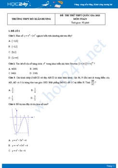Bộ 4 đề thi thử THPT QG năm 2021 môn Toán - Trường THPT Ngô Thì Nhậm