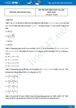Bộ 4 đề thi thử THPT QG năm 2021 môn Toán - Trường THPT Hoàng Mai