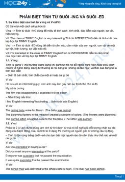 Phân biệt tính từ đuôi -ing và đuôi -ed