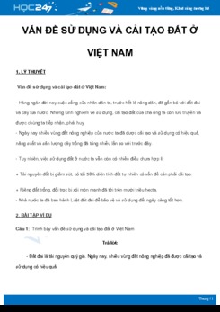 Chuyên đề Vấn đề sử dụng và cải tạo đất ở Việt Nam môn Địa Lý 8 năm 2021