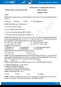Bộ đề thi thử tốt nghiệp THPT năm 2021 môn Sinh - Trường THCS&THPT Quyết Tiến
