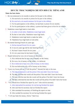 203 câu trắc nghiệm chuyển đổi câu Tiếng Anh
