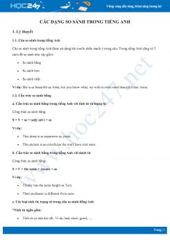 Các dạng so sánh trong Tiếng Anh