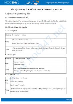 Bài tập thì quá khứ tiếp diễn trong Tiếng Anh