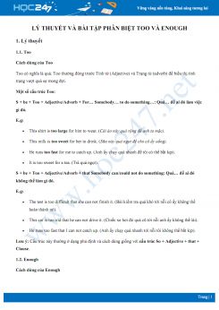 Lý thuyết và bài tập phân biệt Too và Enough