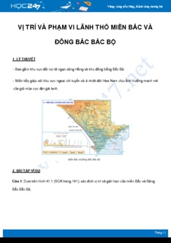 Chuyên đề Vị trí và phạm vi lãnh thổ miền Bắc và Đông Bắc Bắc bộ nước ta môn Địa Lý 8 năm 2021
