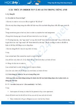 Cấu trúc In order to và So as to trong Tiếng Anh