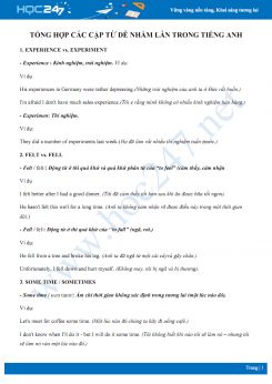 Tổng hợp các cặp từ dễ nhầm lẫn trong Tiếng Anh