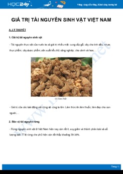 Chuyên đề Giá trị tài nguyên sinh vật Việt Nam môn Địa Lý 8 năm 2021