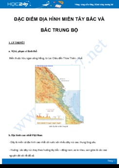 Chuyên đề Đặc điểm địa hình miền Tây Bắc và Bắc Trung bộ môn Địa Lý 8 năm 2021