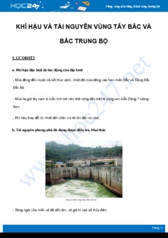 Chuyên đề Khí hậu và tài nguyên vùng Tây Bắc và Bắc Trung bộ môn Địa Lý 8 năm 2021