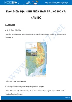 Chuyên đề Đặc điểm địa hình miền Nam Trung bộ và Nam bộ môn Địa Lý 8 năm 2021
