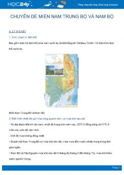 Chuyên đề Miền Nam Trung bộ và Nam bộ môn Địa Lý 8 năm 2021