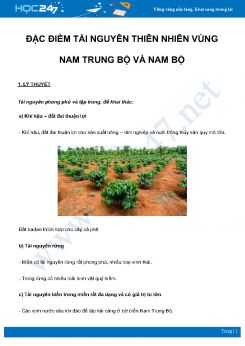 Chuyên đề Đặc điểm tài nguyên thiên nhiên vùng Nam Trung bộ và Nam bộ môn Địa Lý 8 năm 2021