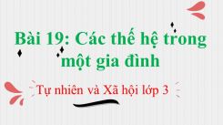 Tự nhiên và Xã hội 3 Bài 19: Các thế hệ trong một gia đình
