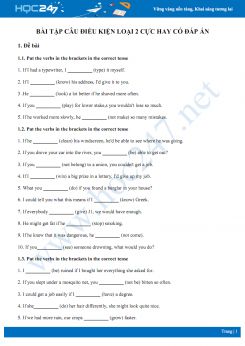 Bài tập câu điều kiện loại 2 cực hay có đáp án