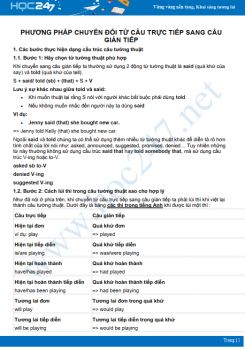 Phương pháp chuyển câu trực tiếp sang gián tiếp